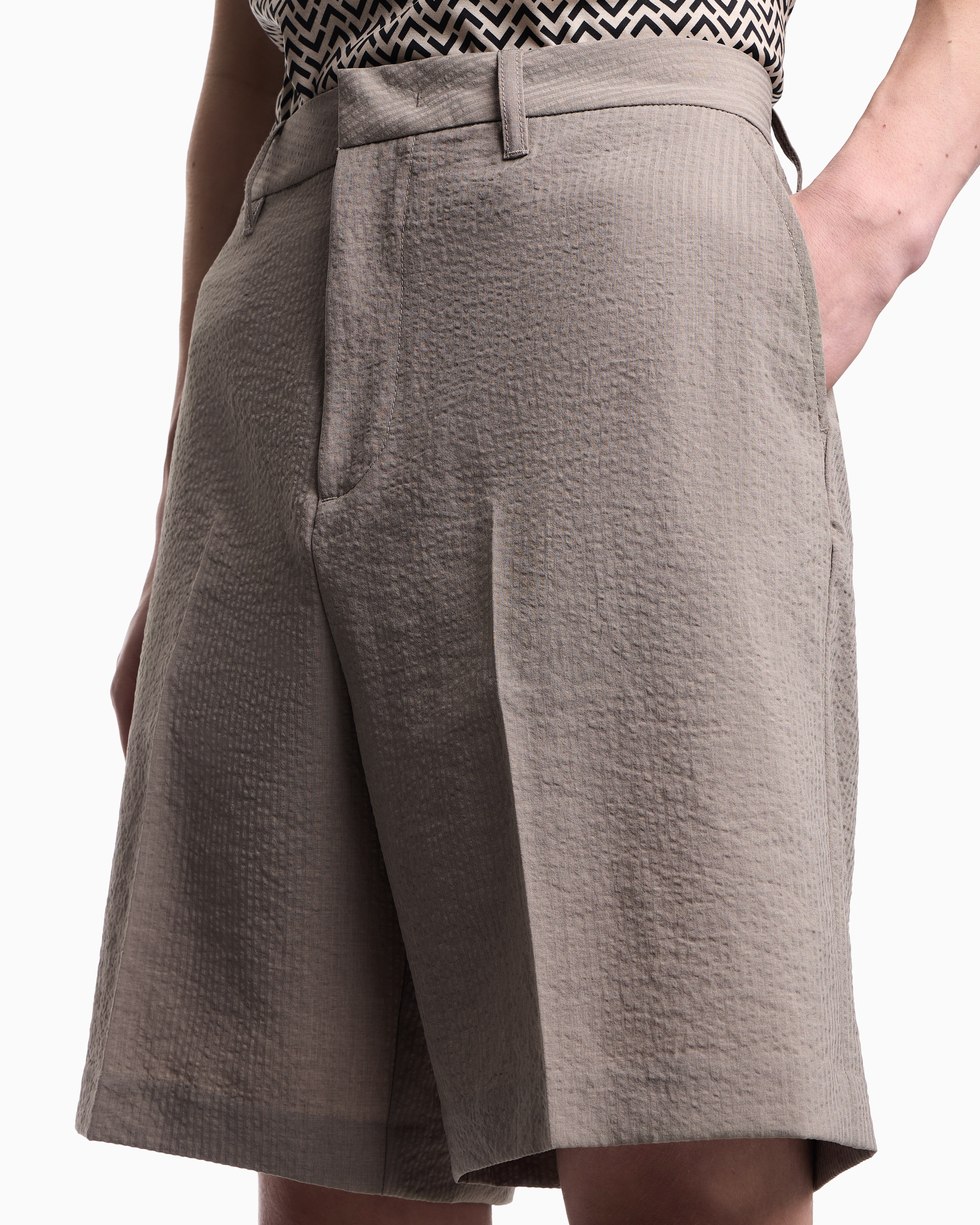 Emporio Armani Shorts in technical seersucker fabric