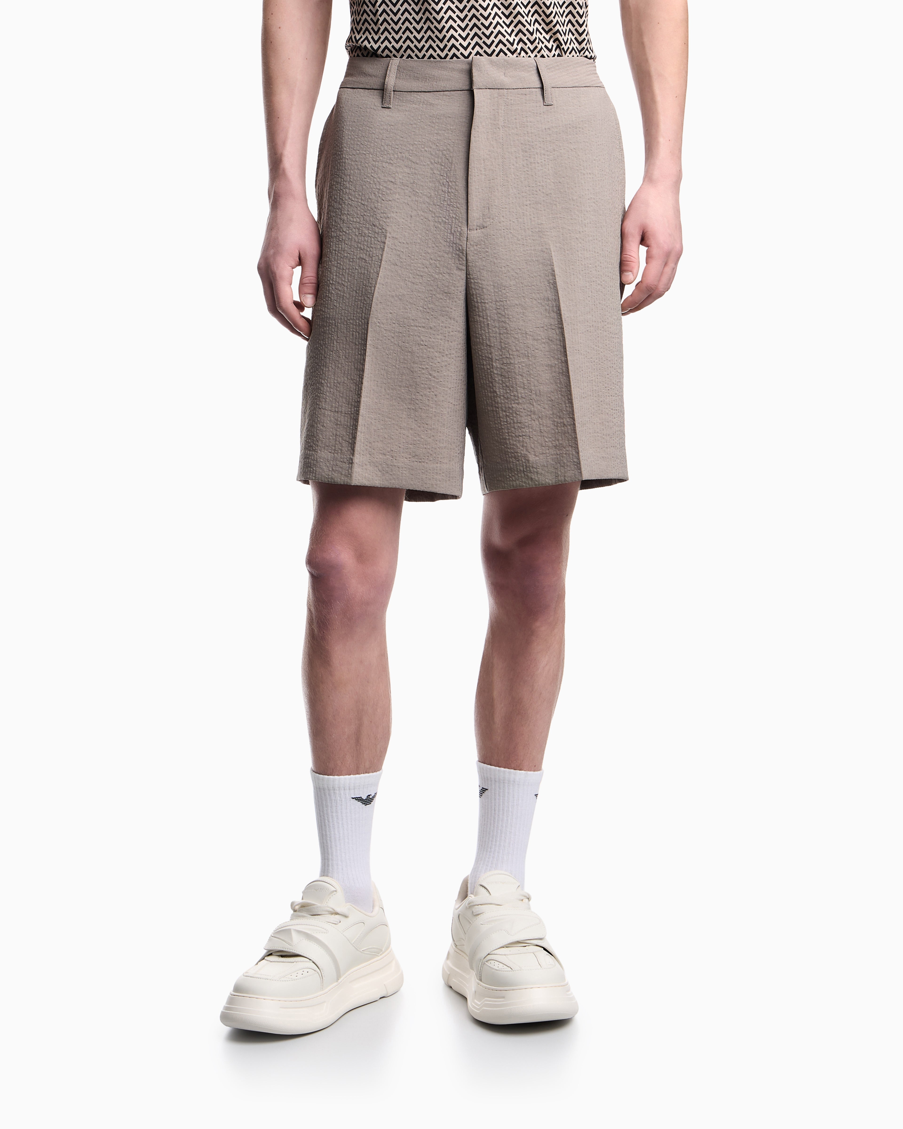 Emporio Armani Shorts in technical seersucker fabric