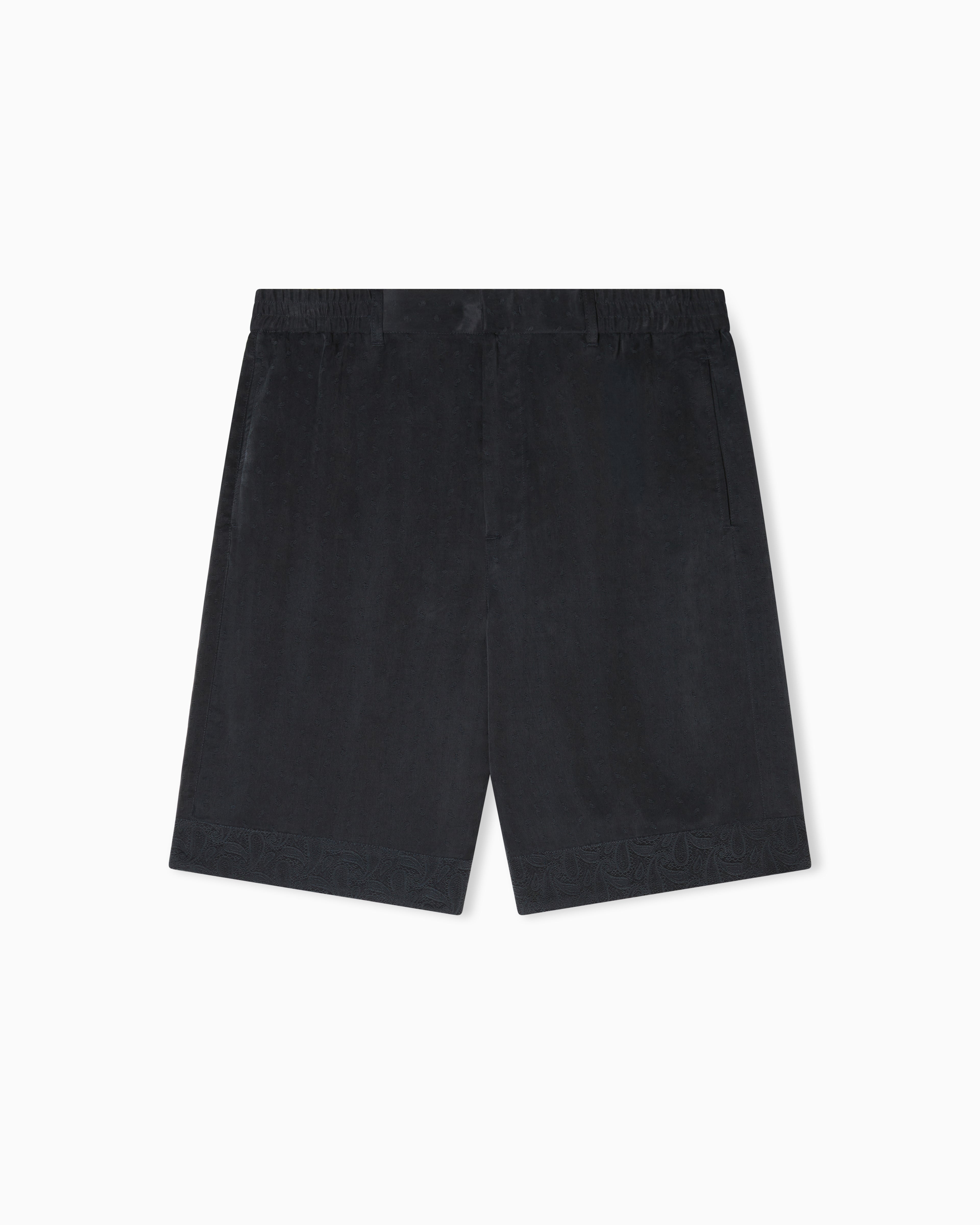Emporio Armani Bermuda shorts in cupro blend jacquard with paisley pattern