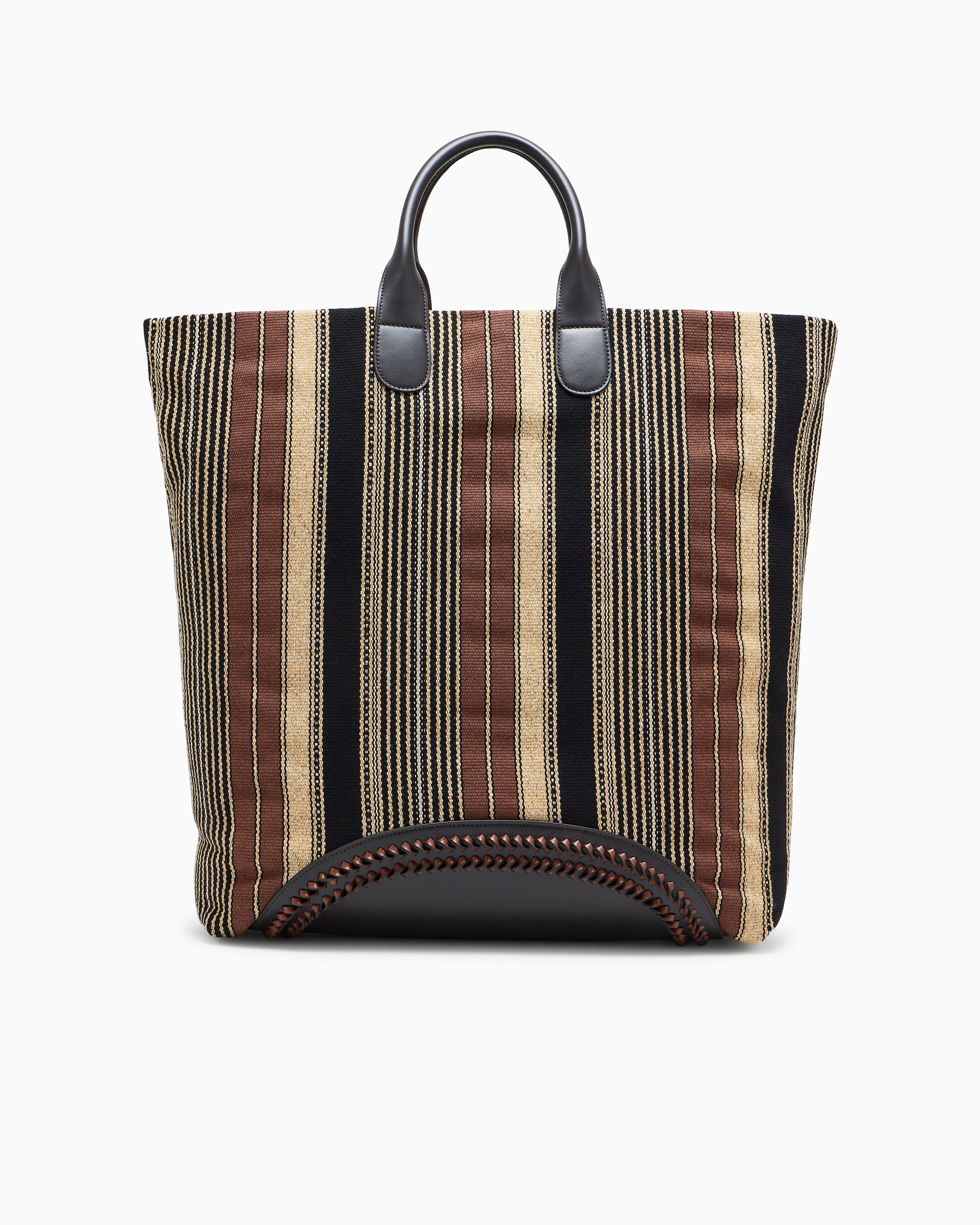 Emporio Armani Shopper bag in vertical striped fabric