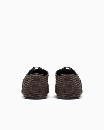 Emporio Armani Lace-Ups In Woven Raffia Brown