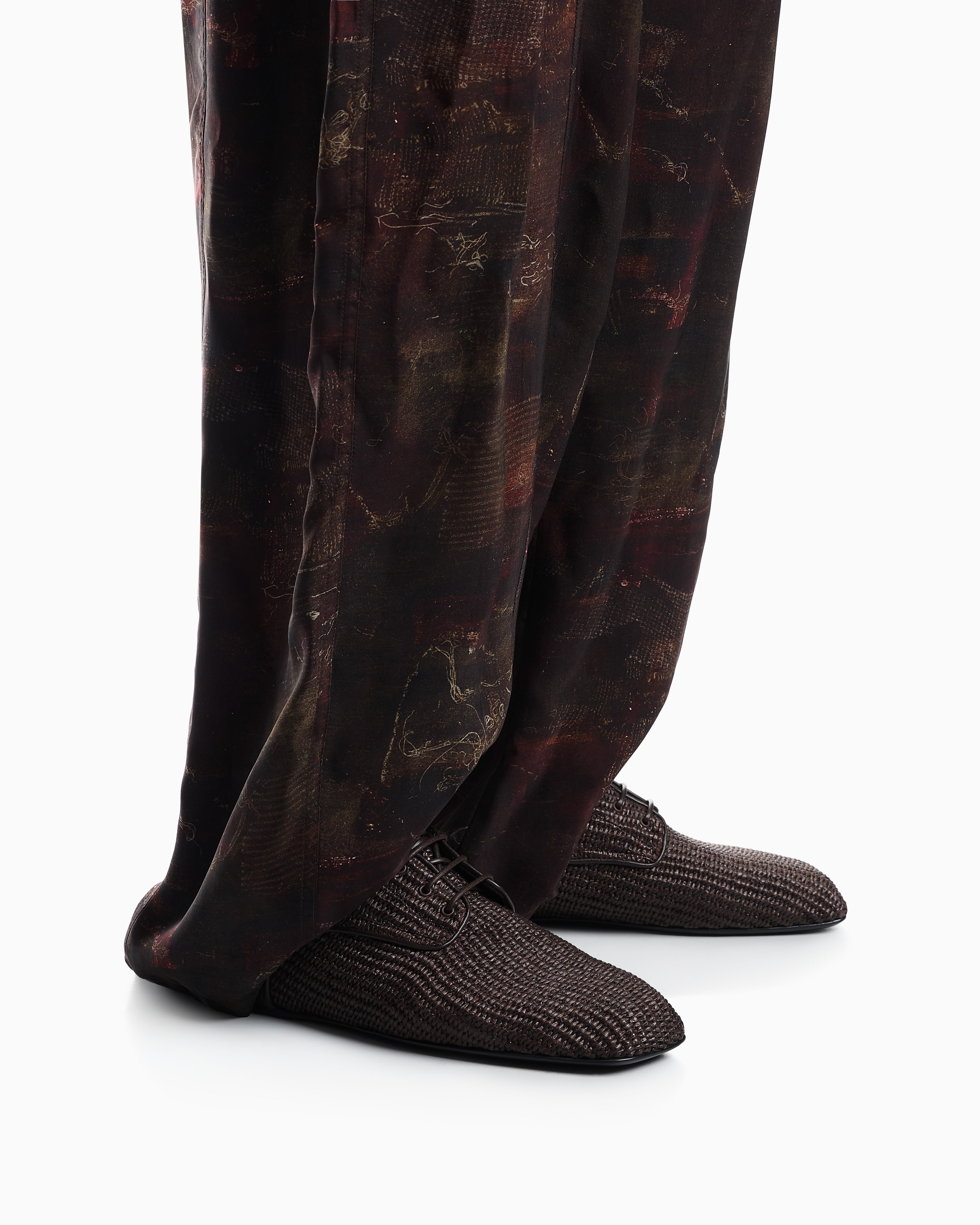 Emporio Armani Lace-Ups In Woven Raffia Brown