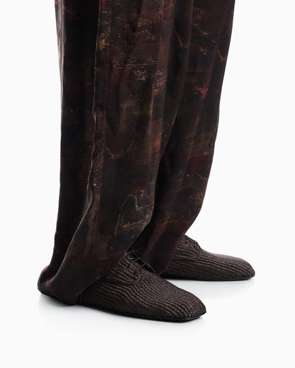 Emporio Armani Lace-Ups In Woven Raffia Brown