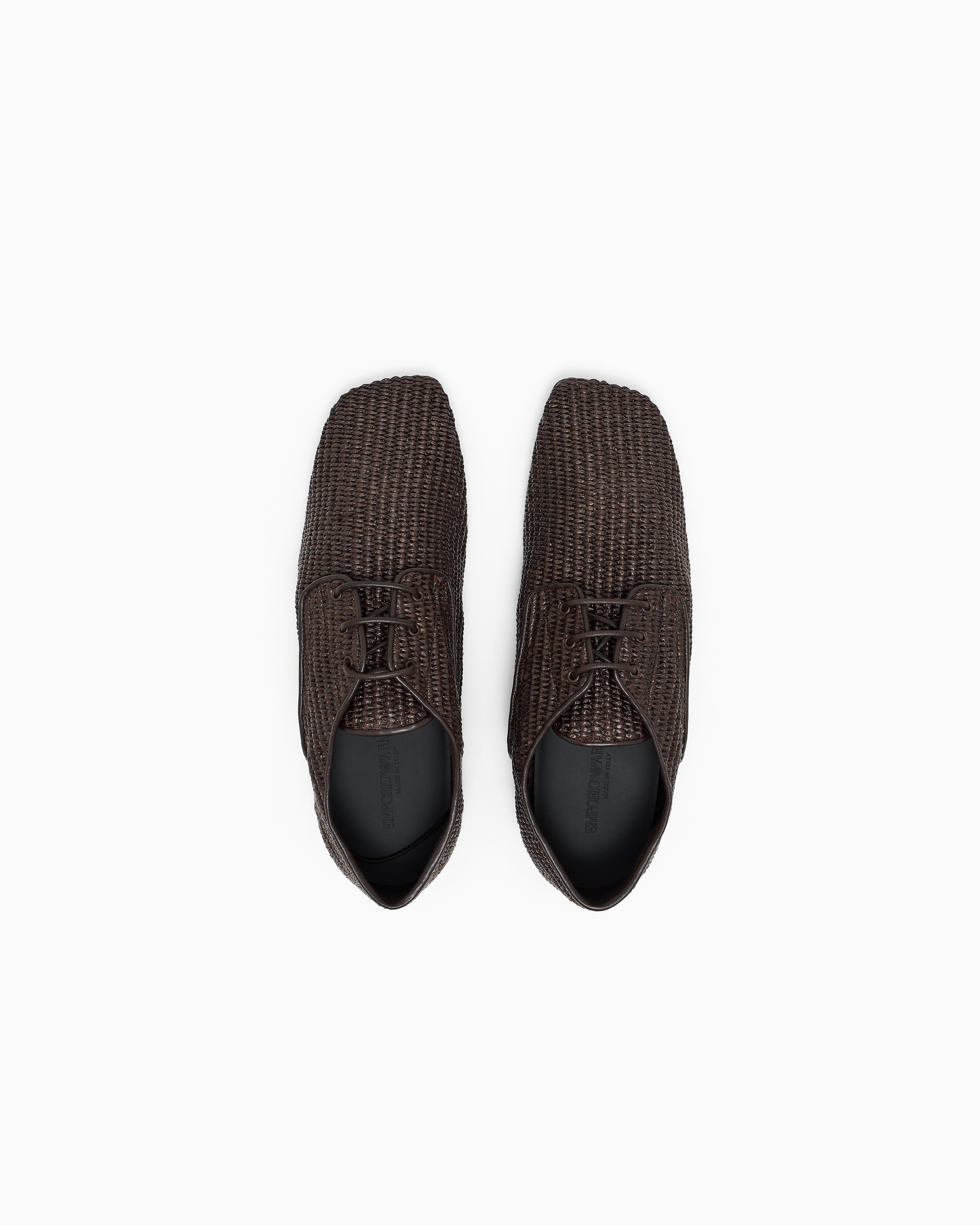 Emporio Armani Lace-Ups In Woven Raffia Brown