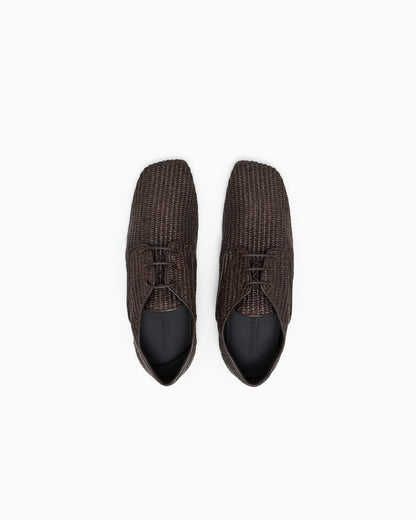 Emporio Armani Lace-Ups In Woven Raffia Brown