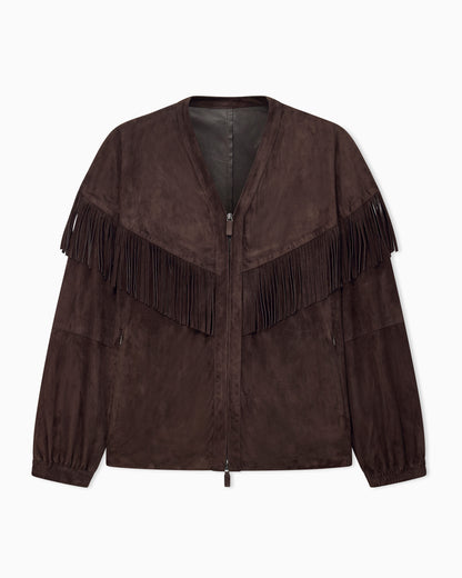 Emporio Armani Goat suede oversized blouson with fringes