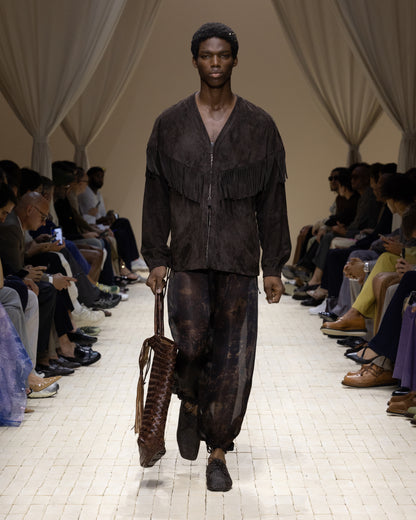Emporio Armani Goat suede oversized blouson with fringes