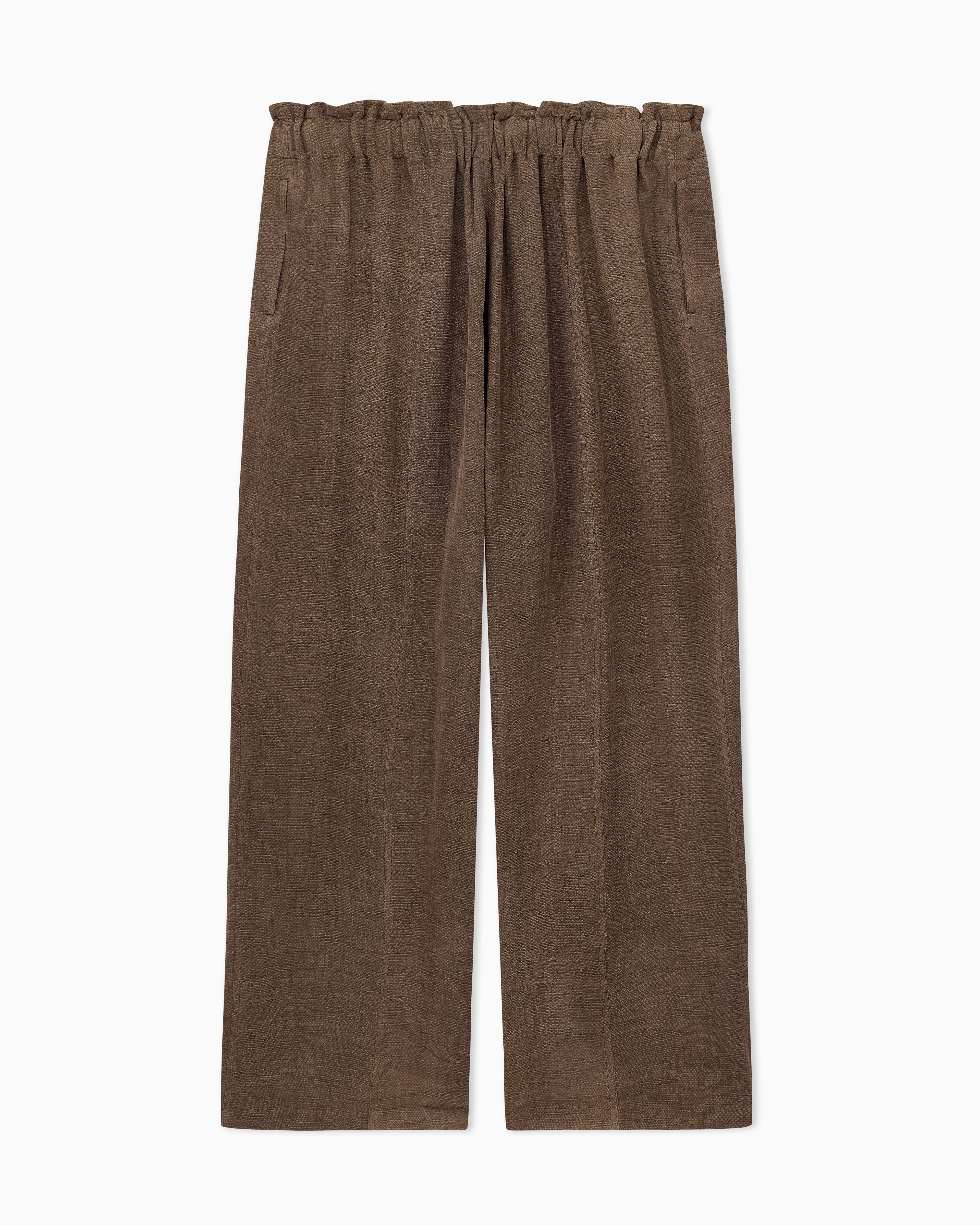 Emporio Armani Cold-dyed linen-blend slubbed gauze trousers
