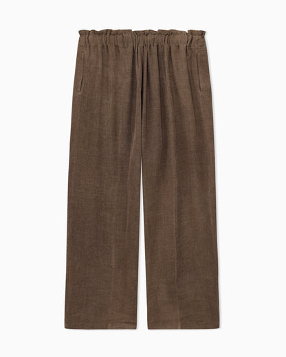 Emporio Armani Cold-dyed linen-blend slubbed gauze trousers