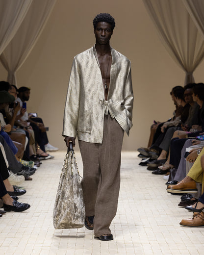 Emporio Armani Cold-dyed linen-blend slubbed gauze trousers