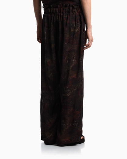 Emporio Armani Cupro twill trousers with all-over print