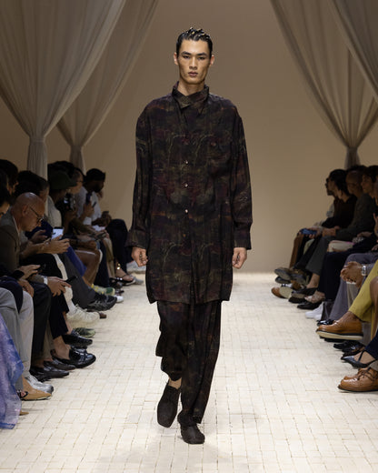Emporio Armani Cupro twill trousers with all-over print