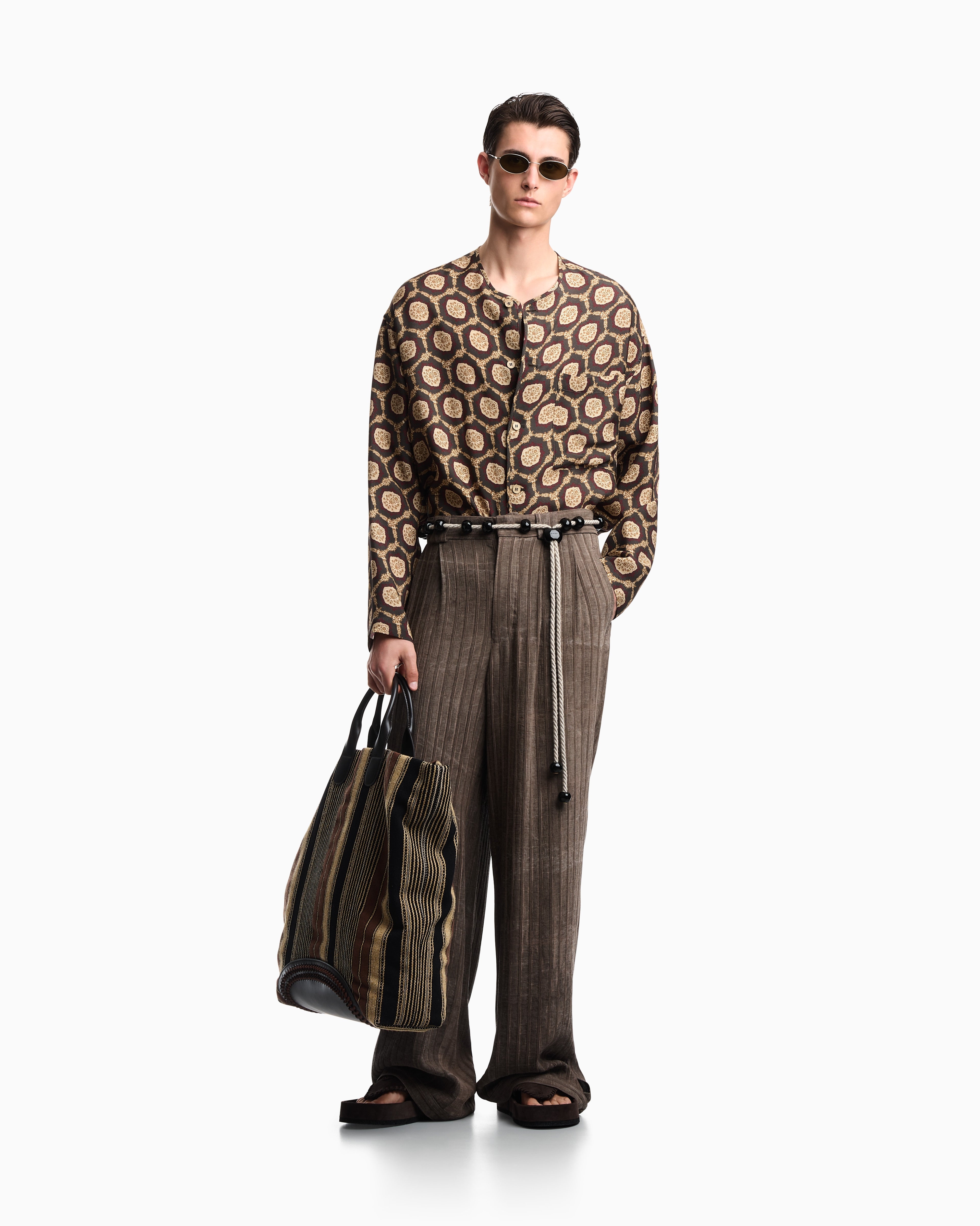 Emporio Armani Silk shirt jacket with all-over print