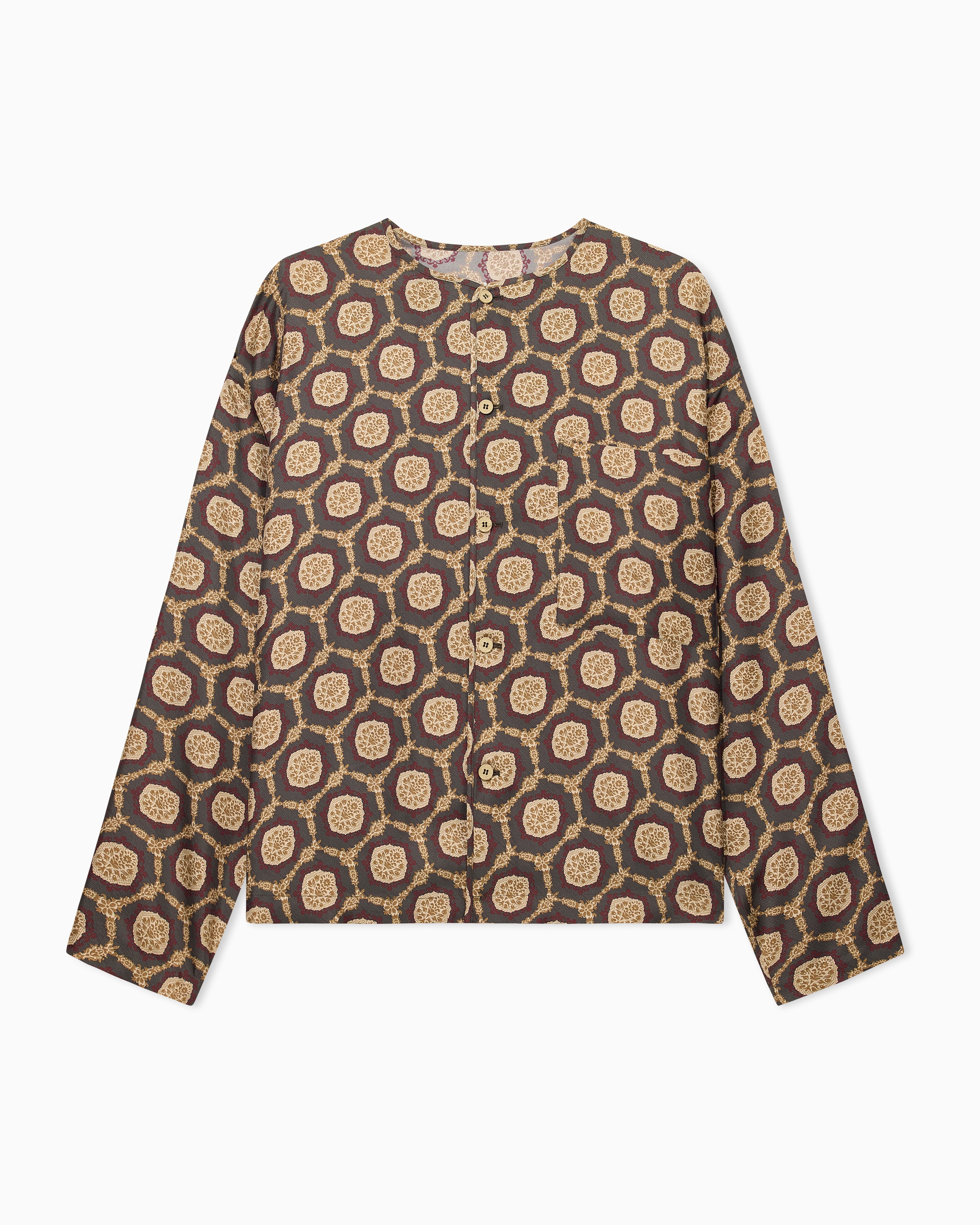 Emporio Armani Silk shirt jacket with all-over print