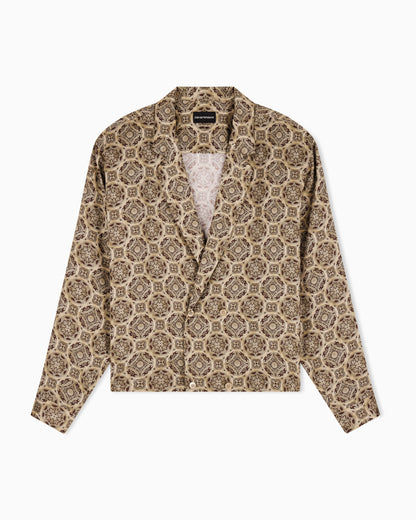 Emporio Armani Double-breasted satin shirt with all-over print