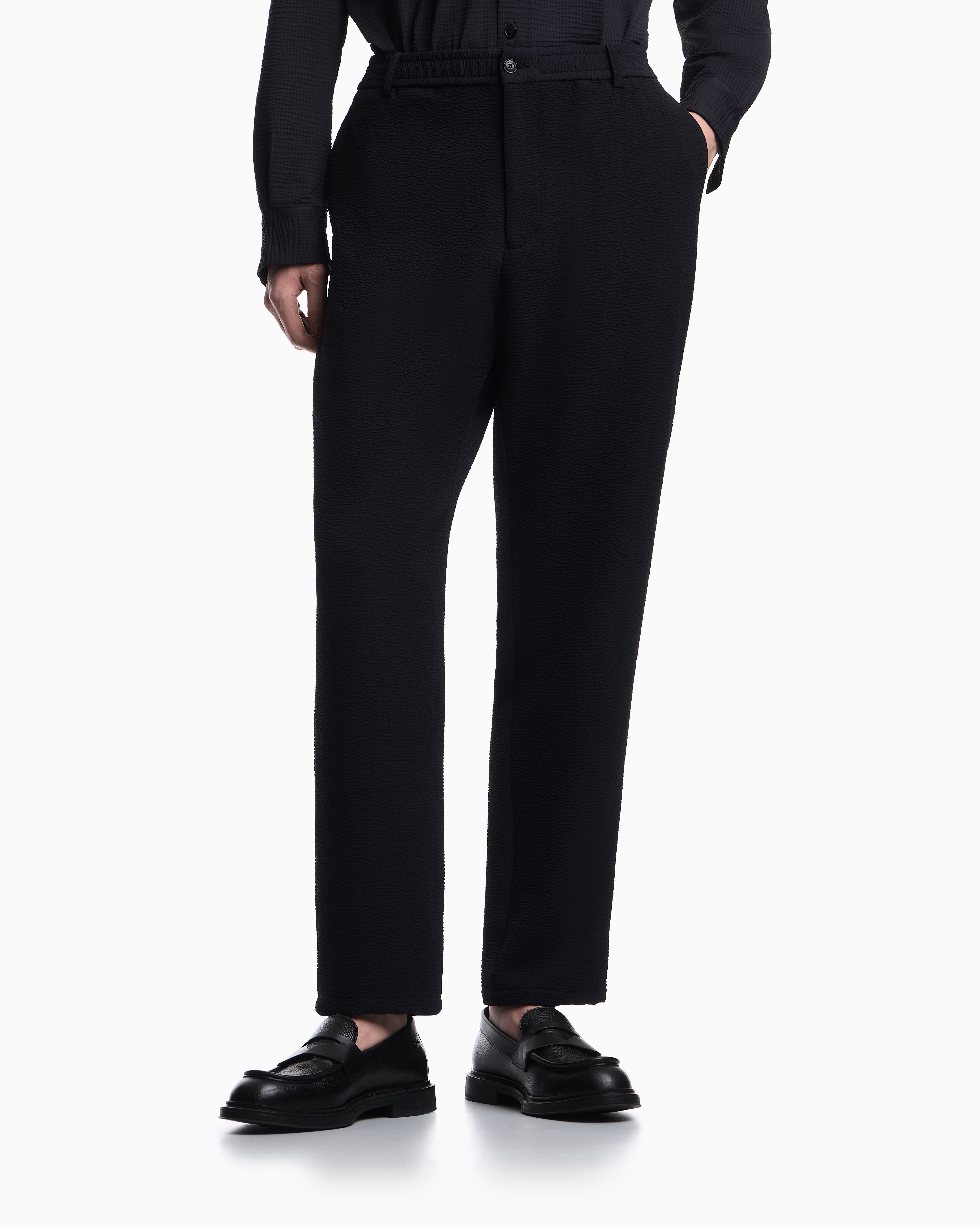 Emporio Armani Icon embossed pattern-fabric trousers