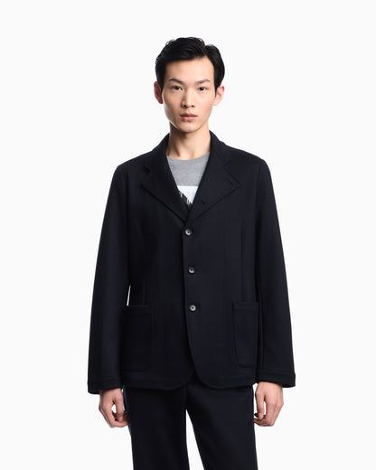 Emporio Armani Icon guru-collar wool-blend jacket with off-centre fastening