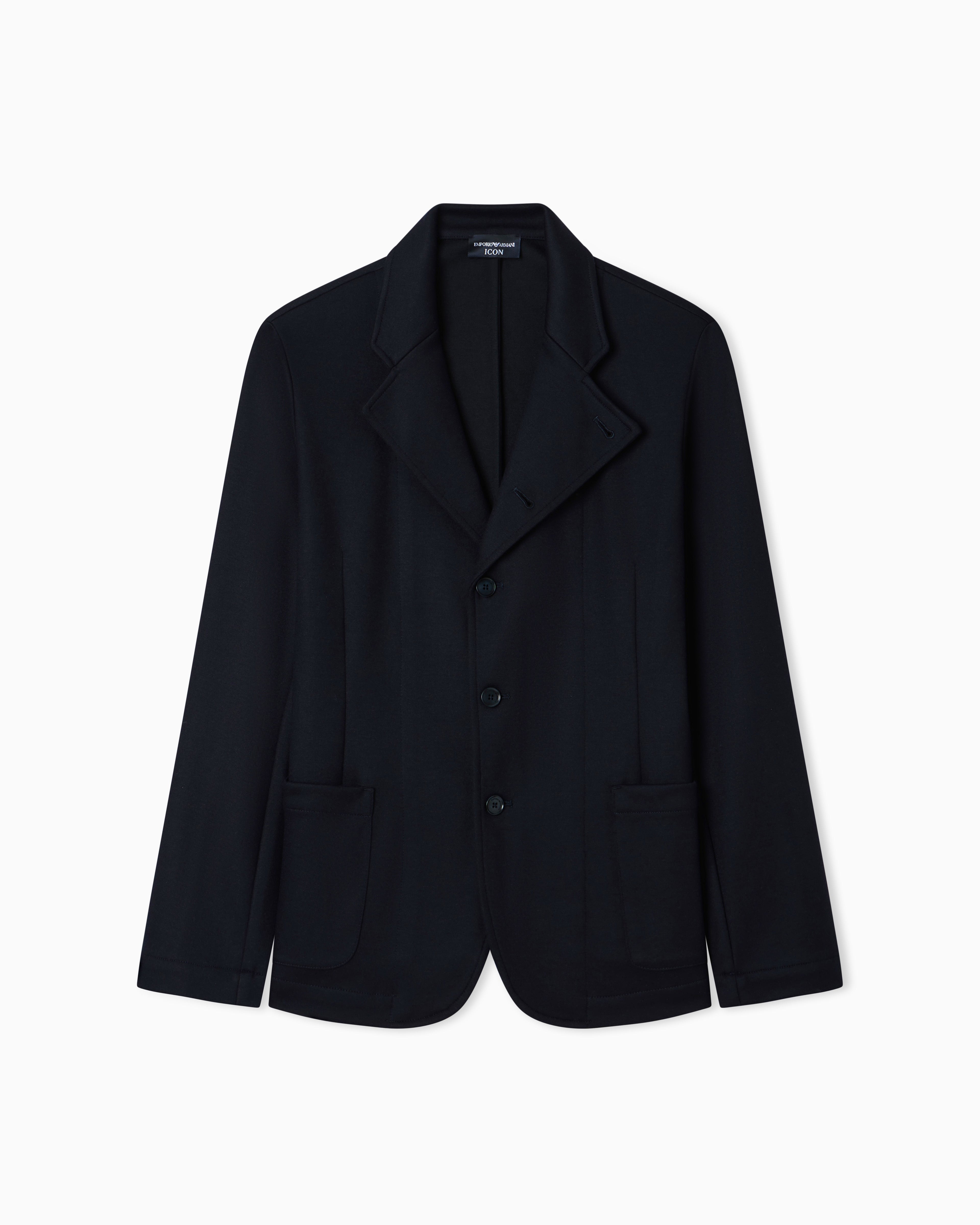 Emporio Armani Icon guru-collar wool-blend jacket with off-centre fastening