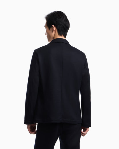 Emporio Armani Icon guru-collar wool-blend jacket with off-centre fastening