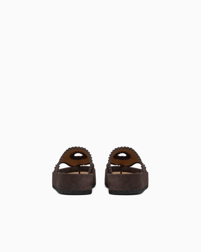 Emporio Armani Velour Suede Flip-Flop Sandals Brown