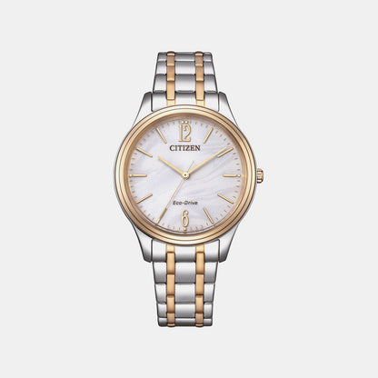 Citizen Eco-Drive Women Quartz Silver Dial Analog Stainless Steel Watch Em0416-78A