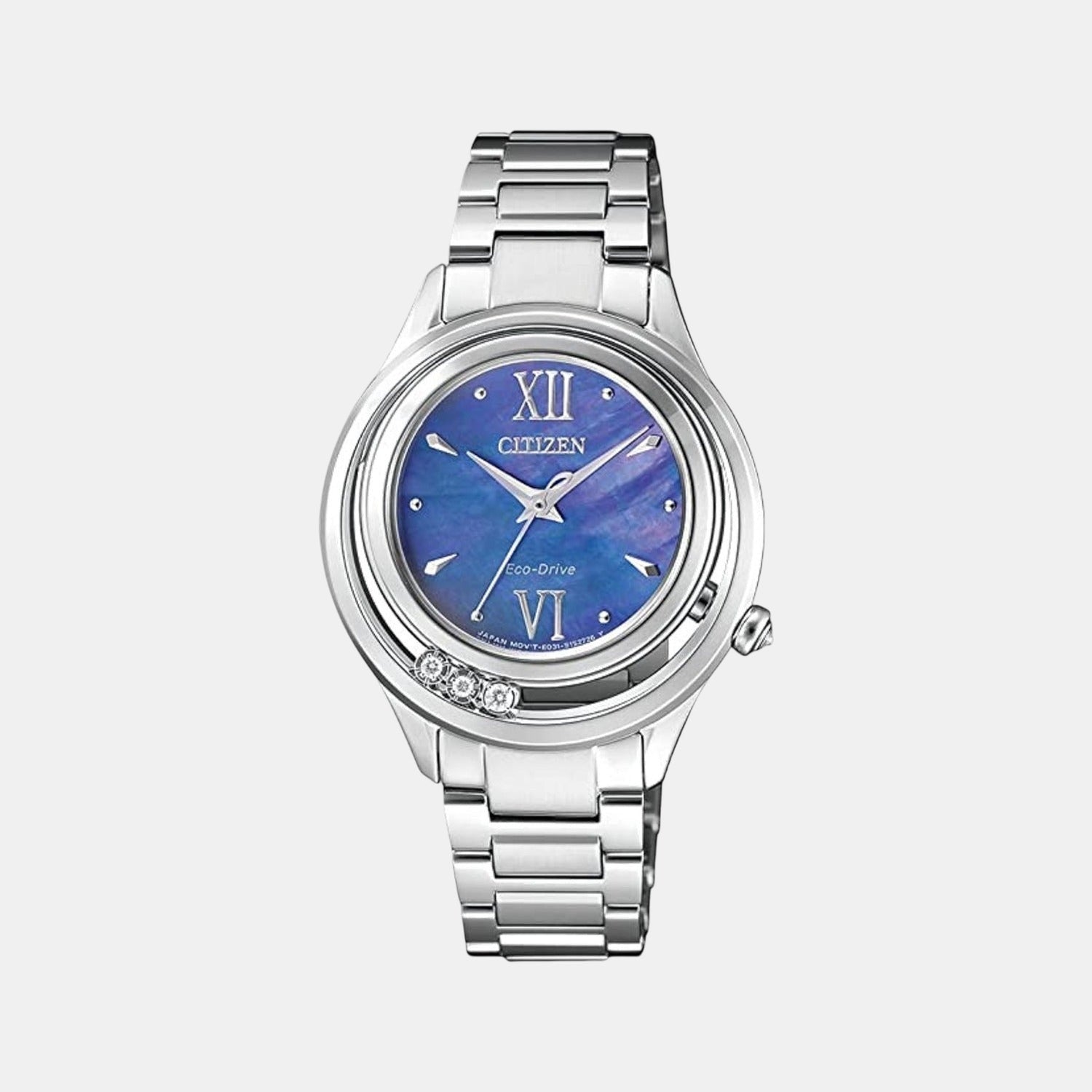 Citizen Eco-Drive Women Quartz Mother Of Pearl Dial Analog Stainless Steel Em0510-88N