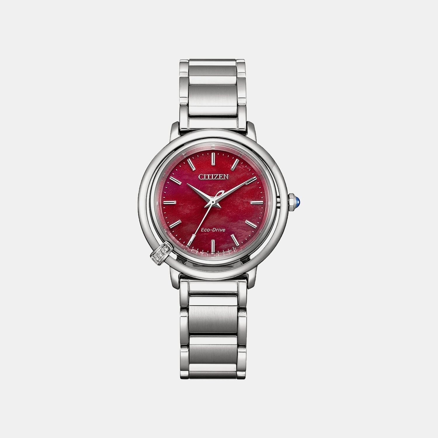Citizen Eco-Drive Women Quartz Maroon Dial Analog Stainless Steel Em1090-78X