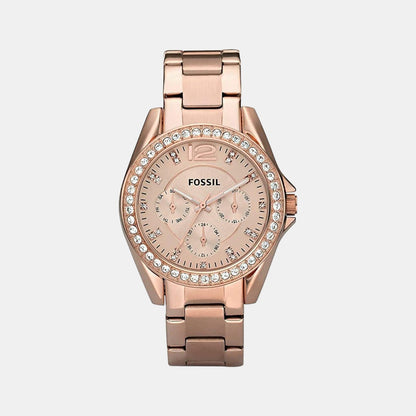 Fossil Riley Women Quartz Pink Dial Chronograph Stainless Steel Watch Es2811