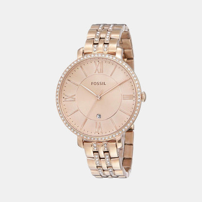 Fossil Jacqueline Women Quartz Rose Gold Dial Analog Stainless Steel Watch Es3546
