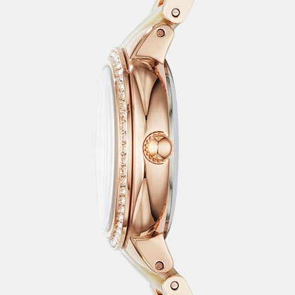 Fossil Virginia Women Quartz Mother Of Pearl Dial Analog Stainless Steel Watch Es3716