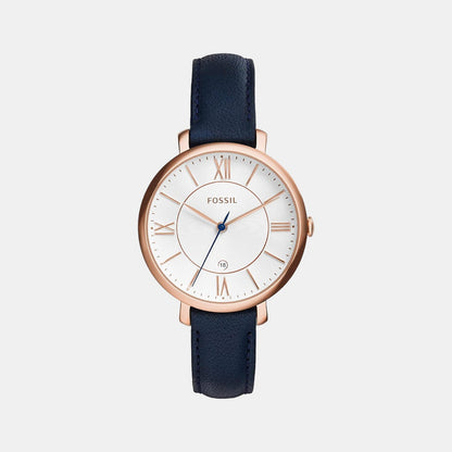 Fossil Jacqueline Women Quartz Silver Dial Analog Leather Watch Es3843