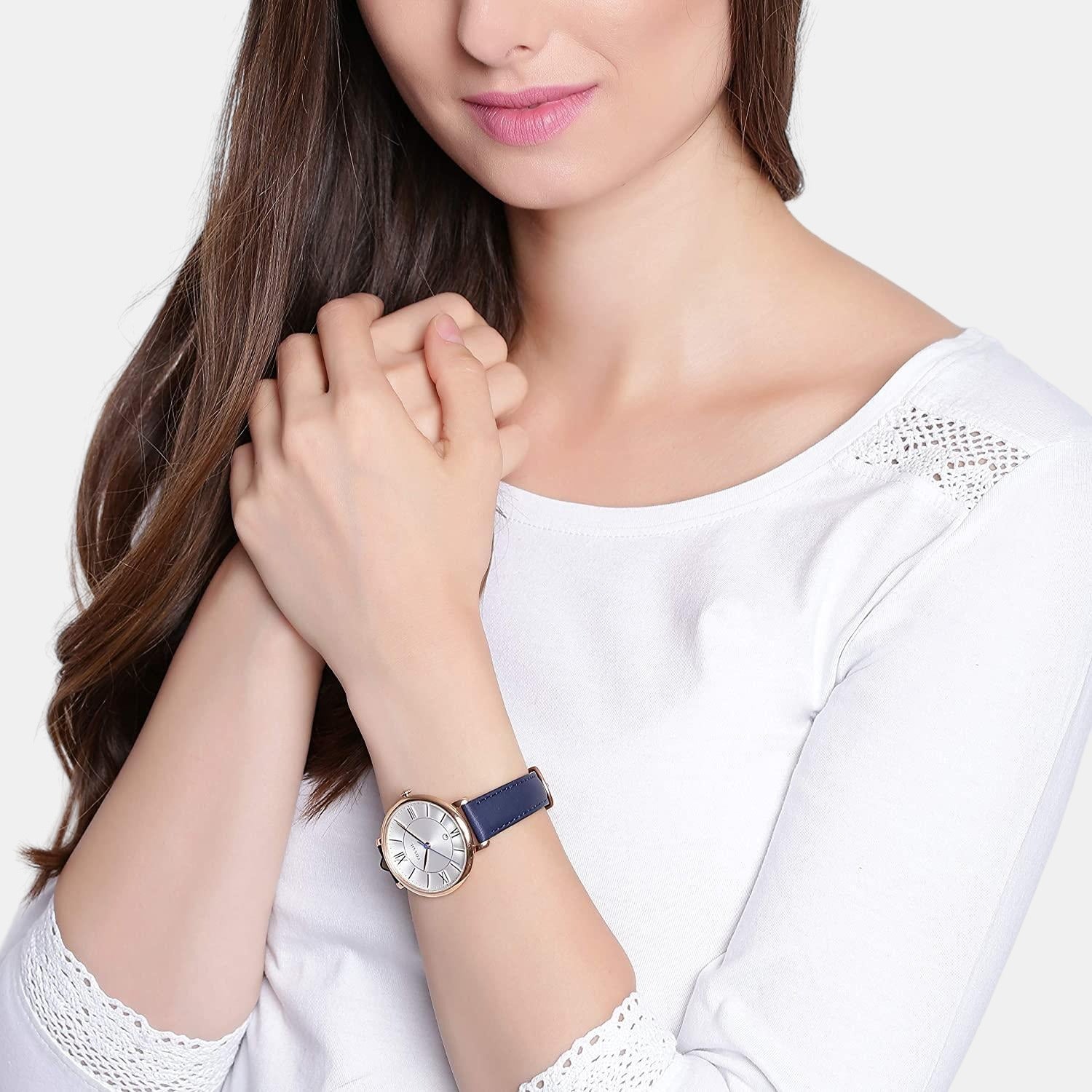 Fossil Jacqueline Women Quartz Silver Dial Analog Leather Watch Es3843