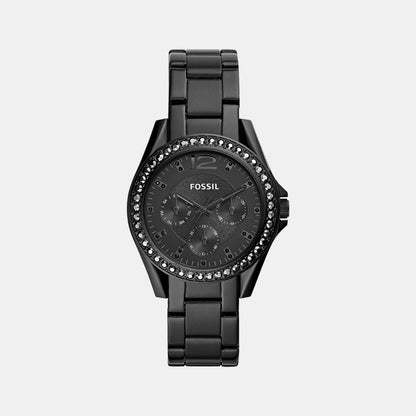 Fossil Riley Women Quartz Black Dial Multi-Function Stainless Steel Watch Es4519