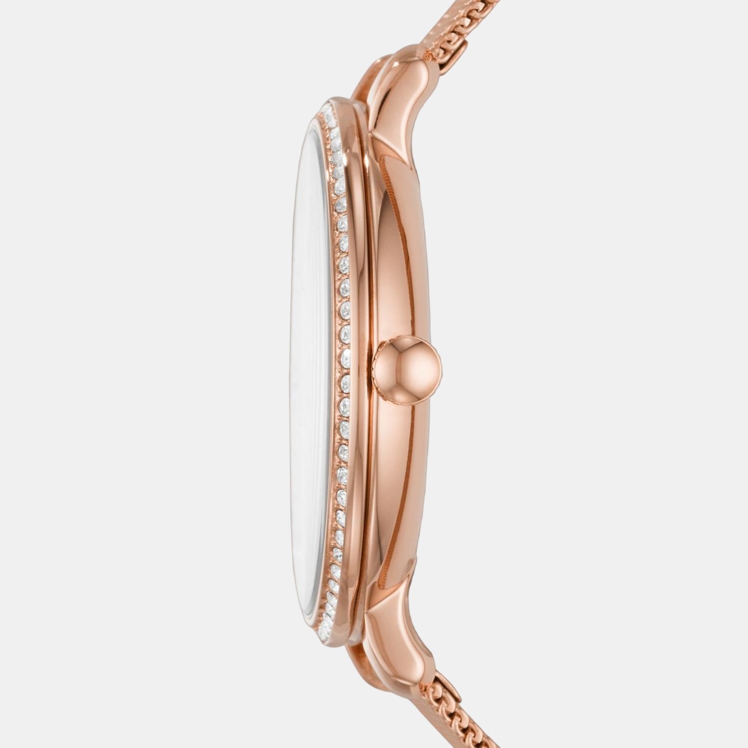 Fossil Jacqueline Women Quartz Pink Dial Analog Mesh Watch Es4628