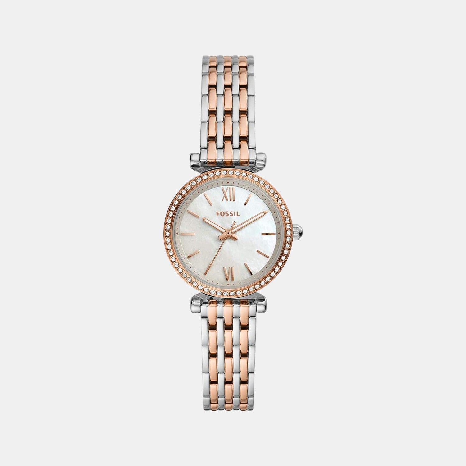 Fossil Carlie Women Quartz Mother Of Pearl Dial Analog Stainless Steel Watch Es4649