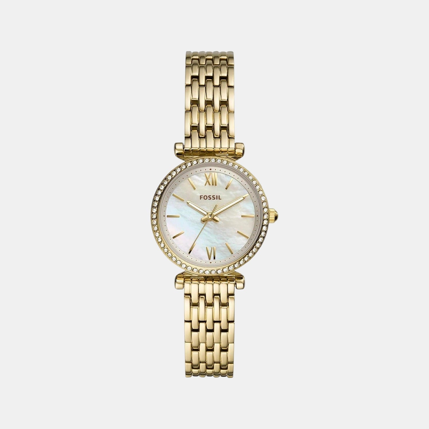 Fossil Carlie Women Quartz Mother Of Pearl Dial Analog Stainless Steel Watch Es4735