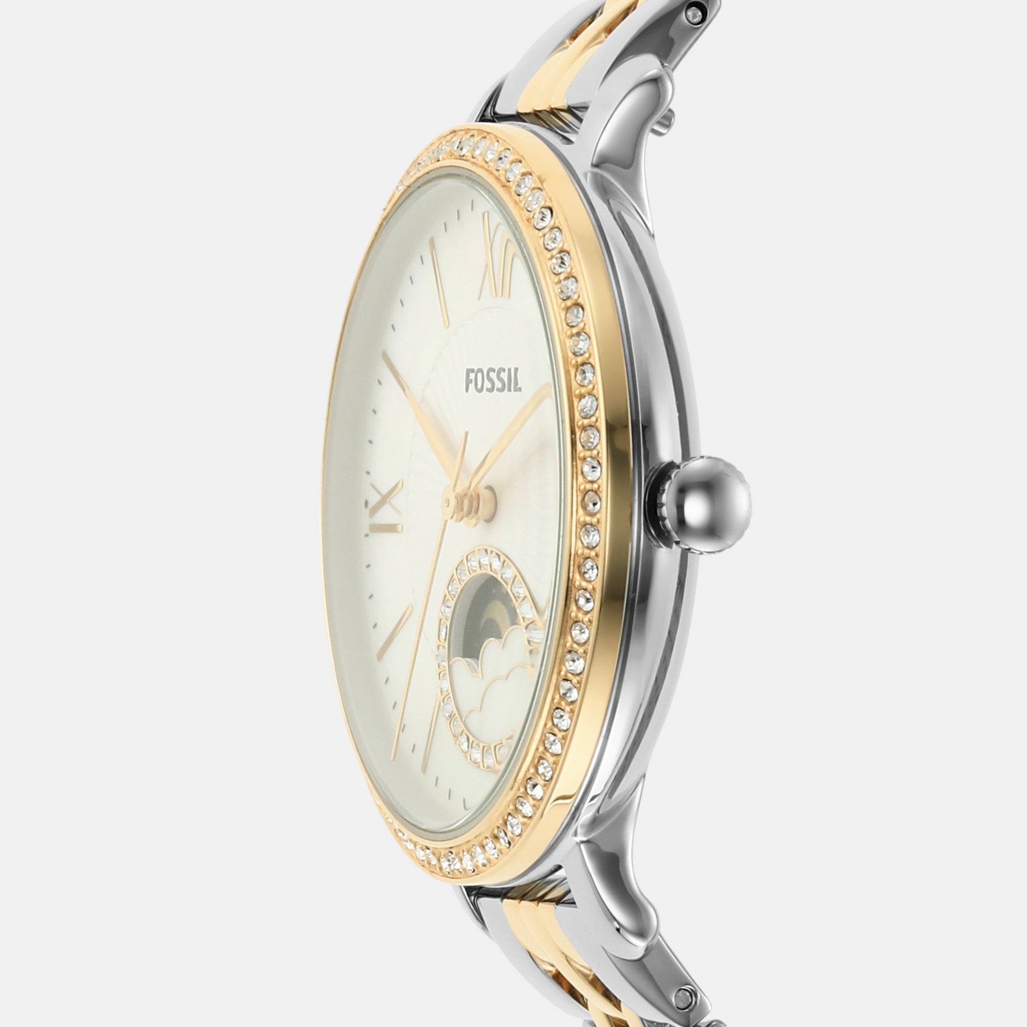 Fossil Jacqueline Women Quartz Mother Of Pearl Dial Multi-Function Stainless Steel Watch Es5166