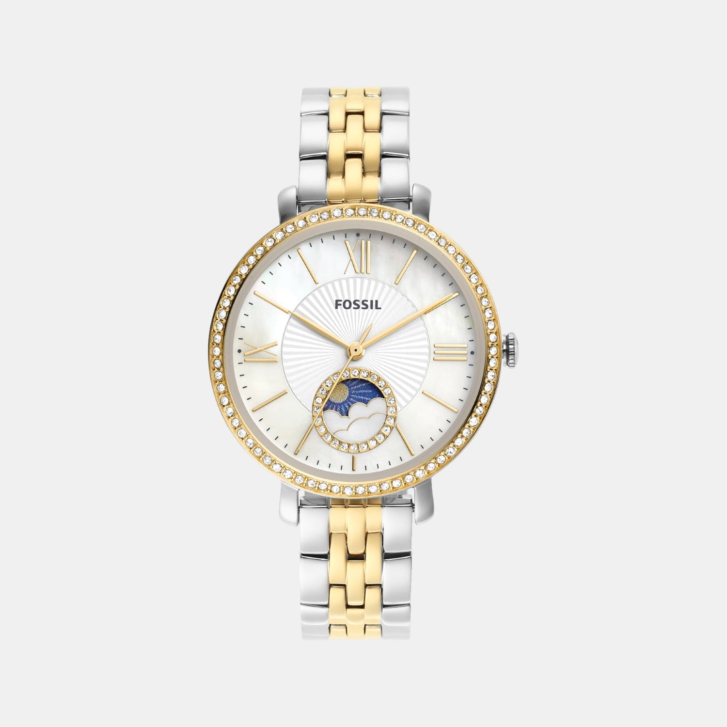 Fossil Jacqueline Women Quartz Mother Of Pearl Dial Multi-Function Stainless Steel Watch Es5166