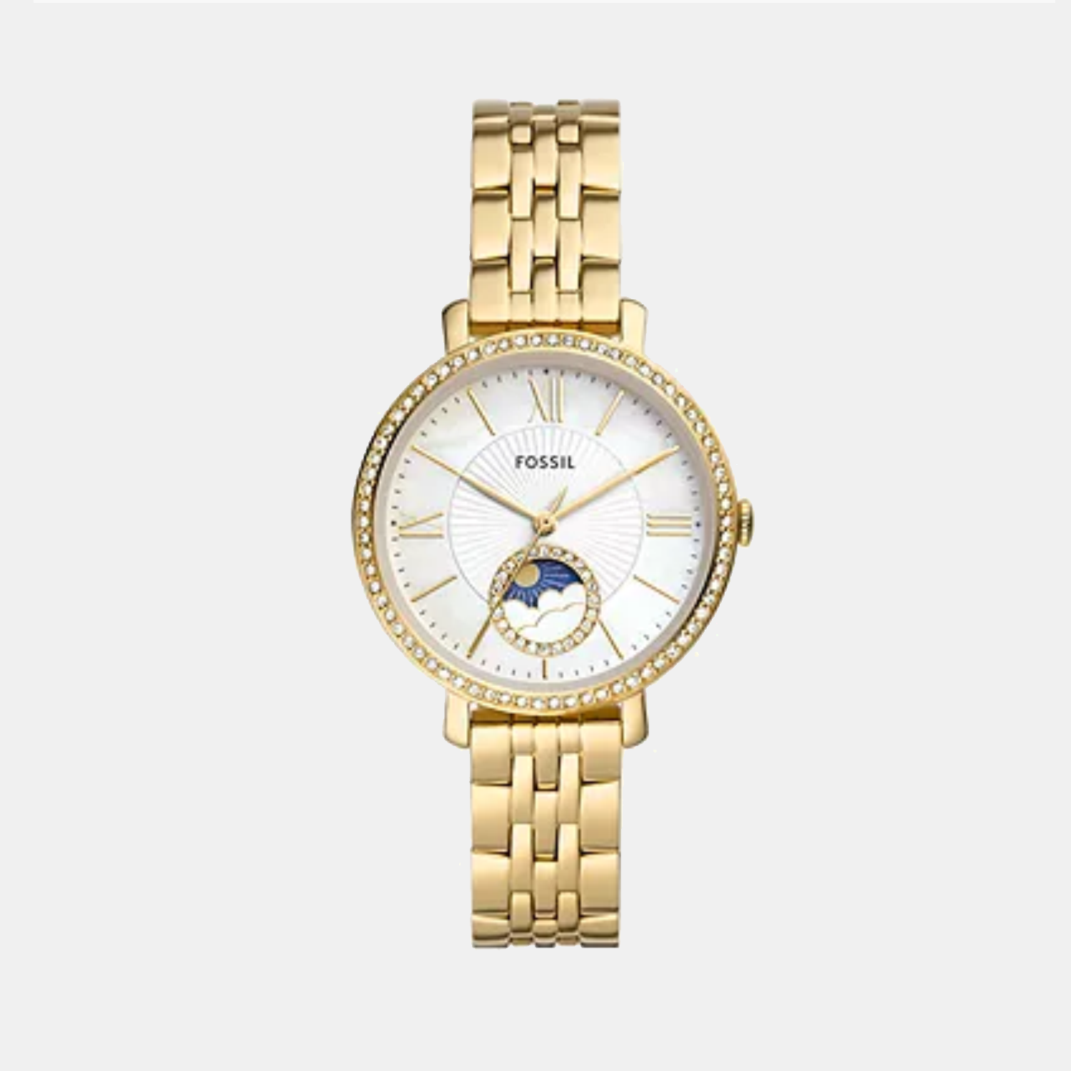 Fossil Jacqueline Women Quartz Mother Of Pearl Dial Multi-Function Stainless Steel Watch Es5167