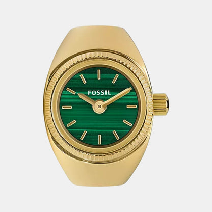 Fossil Watch Ring Women Quartz Green Dial Analog Stainless Steel Watch Es5308