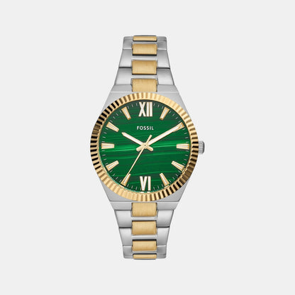 Fossil Scarlette Women Quartz Green Dial Analog Stainless Steel Watch Es5334