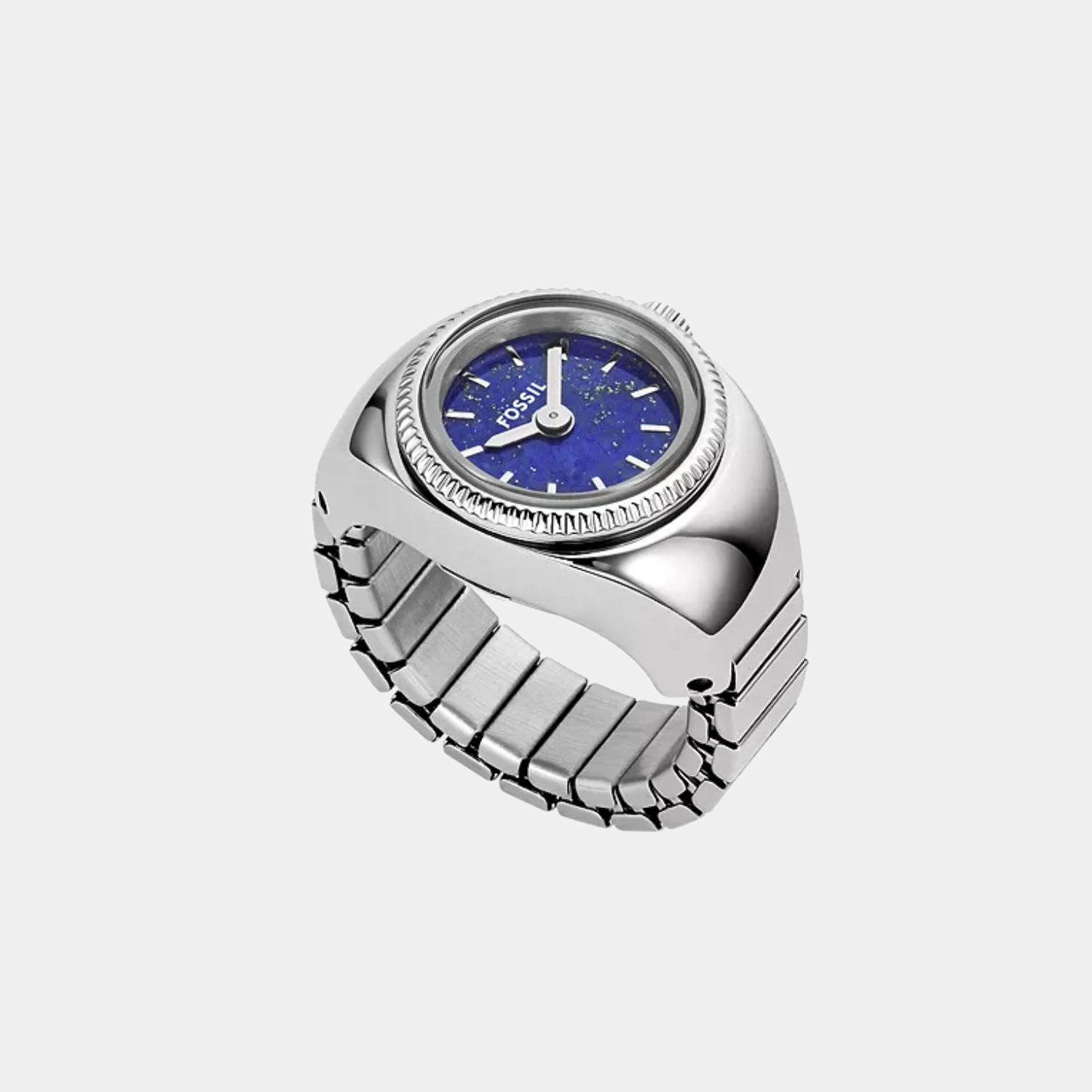 Fossil Watch Ring Women Quartz Blue Dial Analog Stainless Steel Watch Es5347