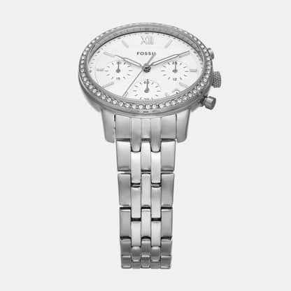 Fossil Neutra Women Quartz White Dial Chronograph Stainless Steel Watch Es5357