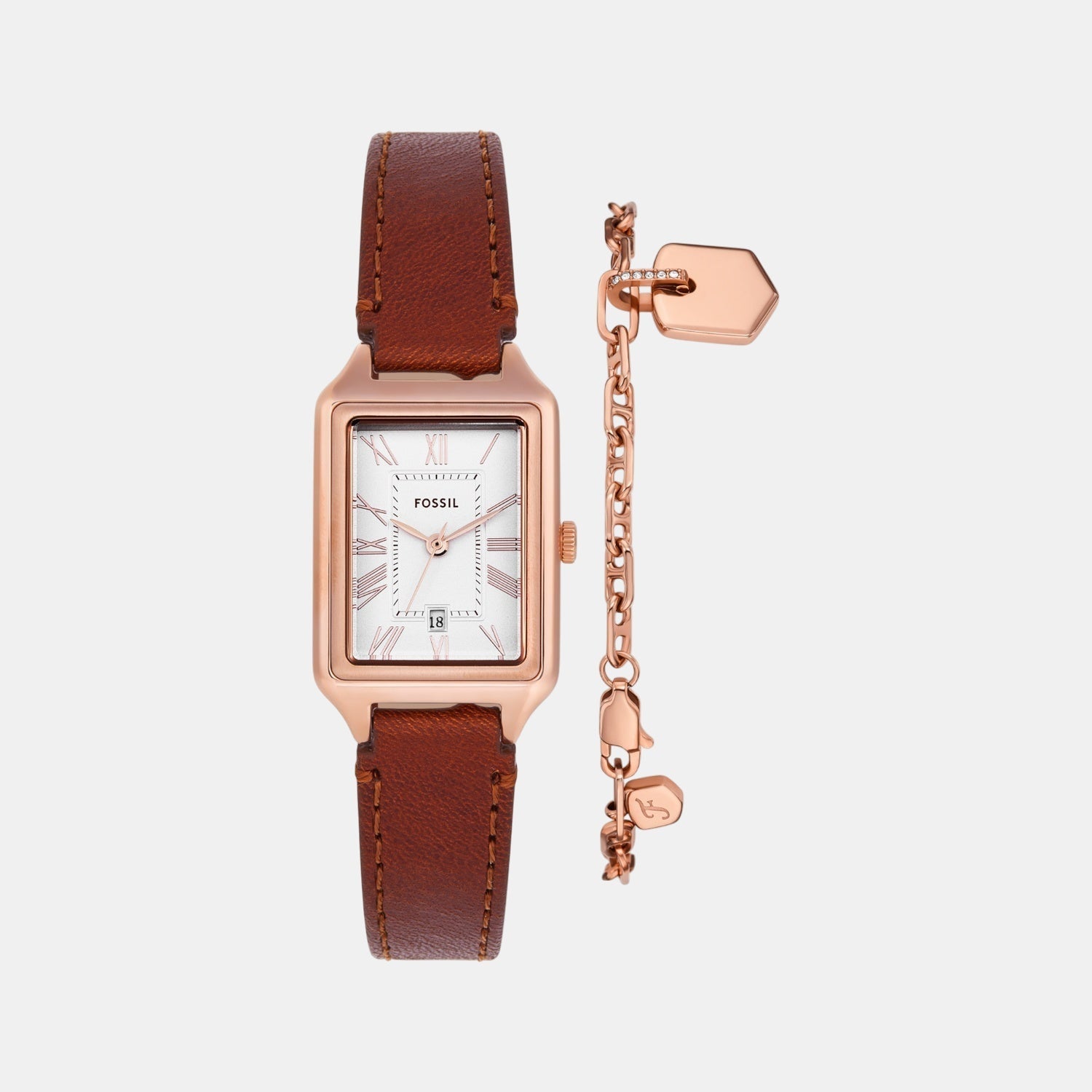 Fossil Raquel Women Quartz White Dial Analog Leather Watch Es5377Set