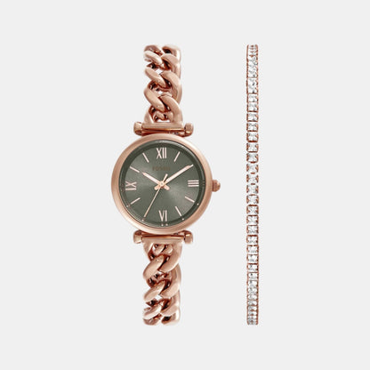 Fossil Carlie Women Quartz Grey Dial Analog Stainless Steel Watch Es5378Set