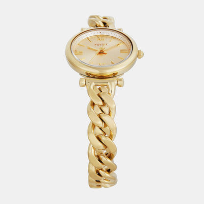 Fossil Carlie Women Quartz Gold Dial Analog Stainless Steel Watch Es5387Set