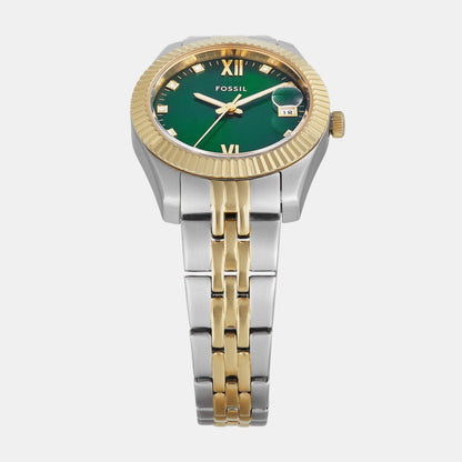 Fossil Scarlette Women Quartz Green Dial Analog Stainless Steel Watch Es5388