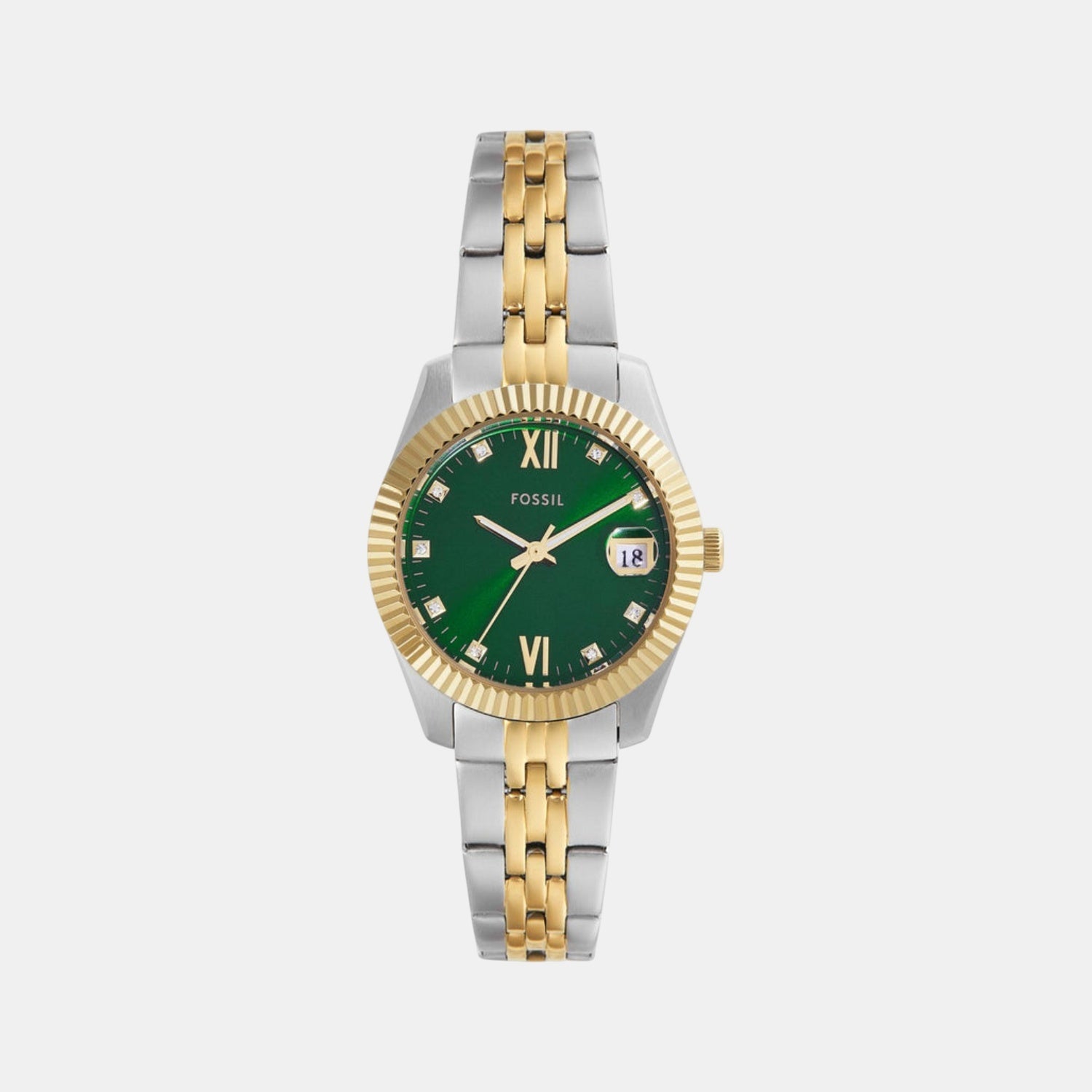 Fossil Scarlette Women Quartz Green Dial Analog Stainless Steel Watch Es5388