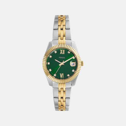 Fossil Scarlette Women Quartz Green Dial Analog Stainless Steel Watch Es5388