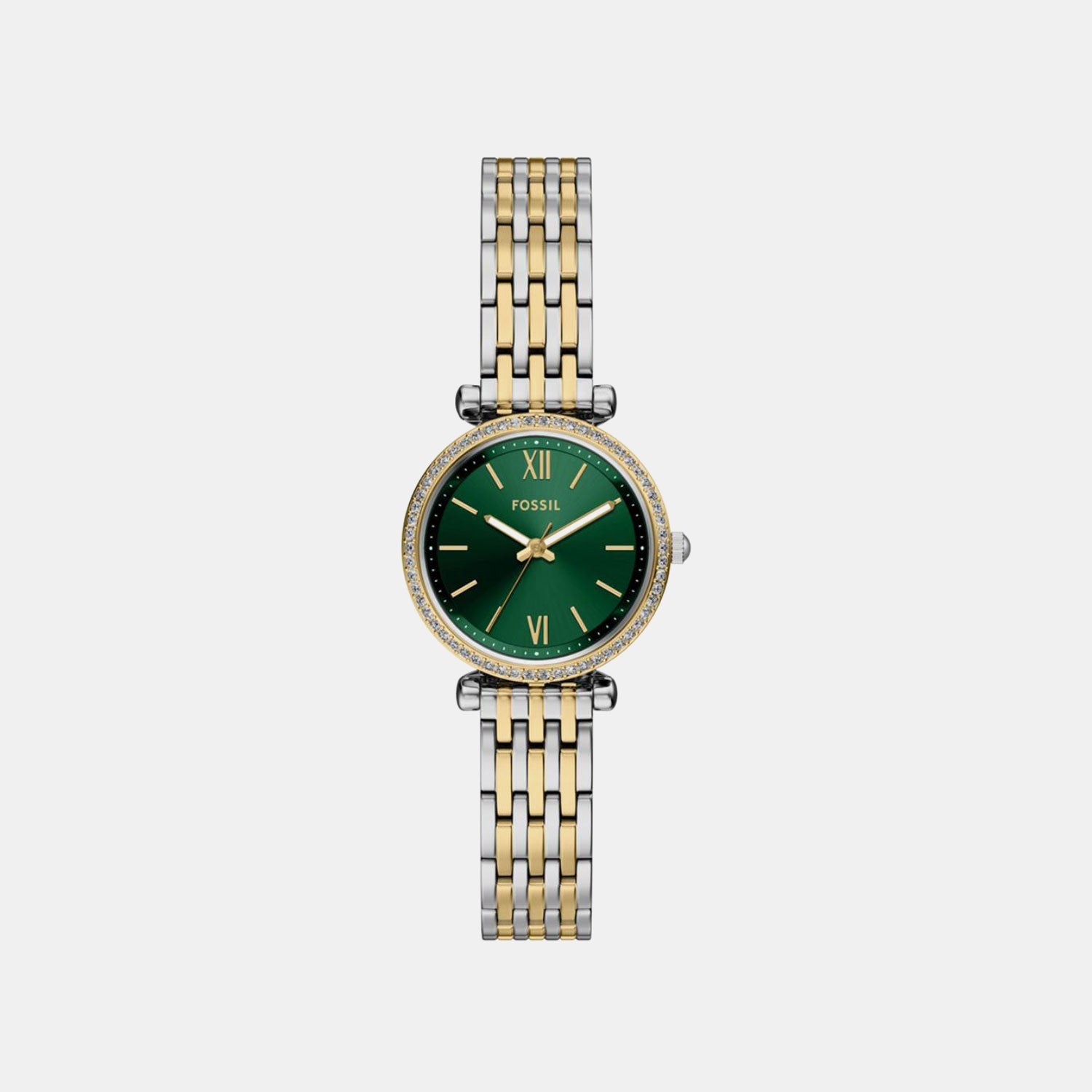 Fossil Carlie Women Quartz Green Dial Analog Stainless Steel Watch Es5439